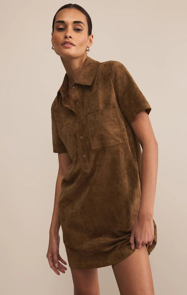 Kellie Faux Suede Mini Dress Coconut
