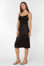 Livvy Satin Slip Dress Black