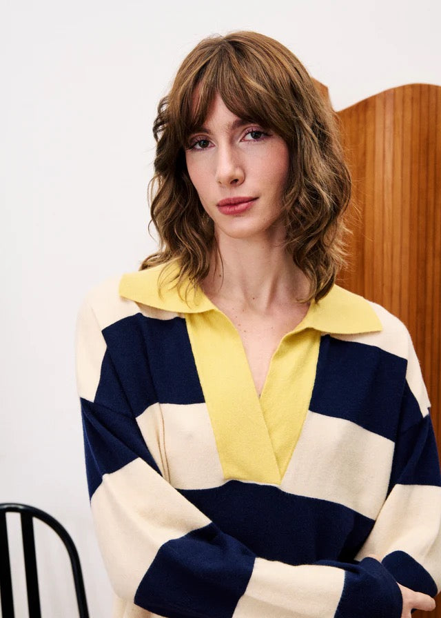 Colchique Stripe Top Navy/Cream