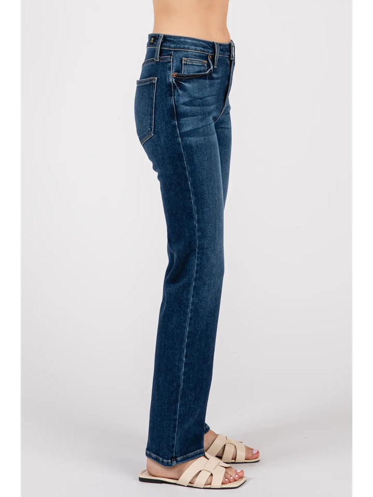 Straight Pencil Leg Jeans Dark Wash