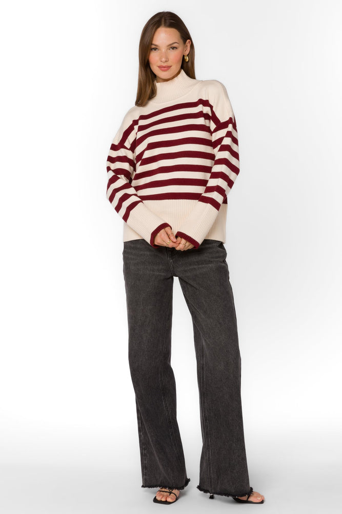 Caden Stripe Sweater Sangria