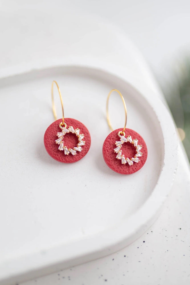 Wreath Mini Hoops - Red