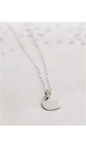 Tiny Heart Matte Necklace Sterling Silver