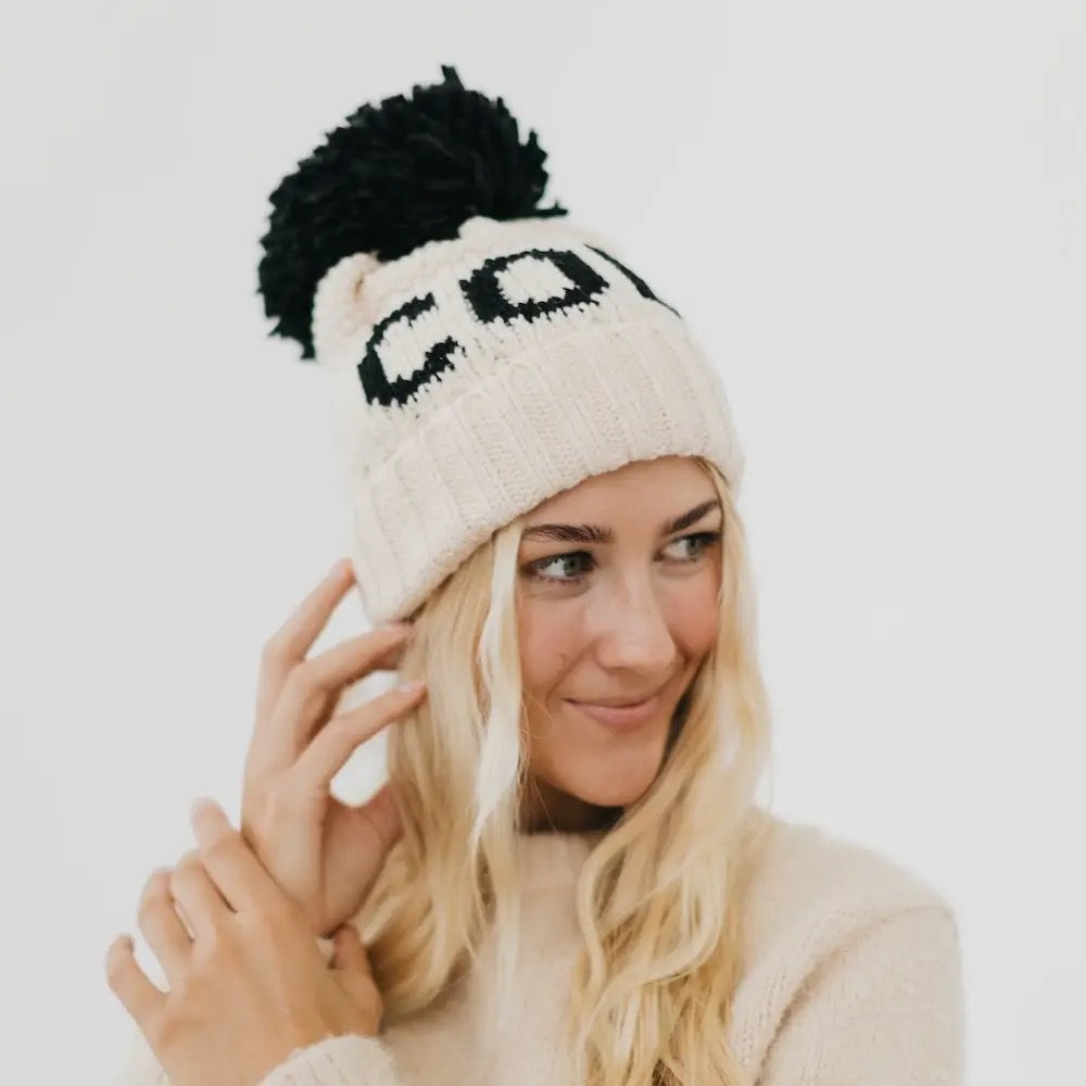 Cold AF Pom Beanie White