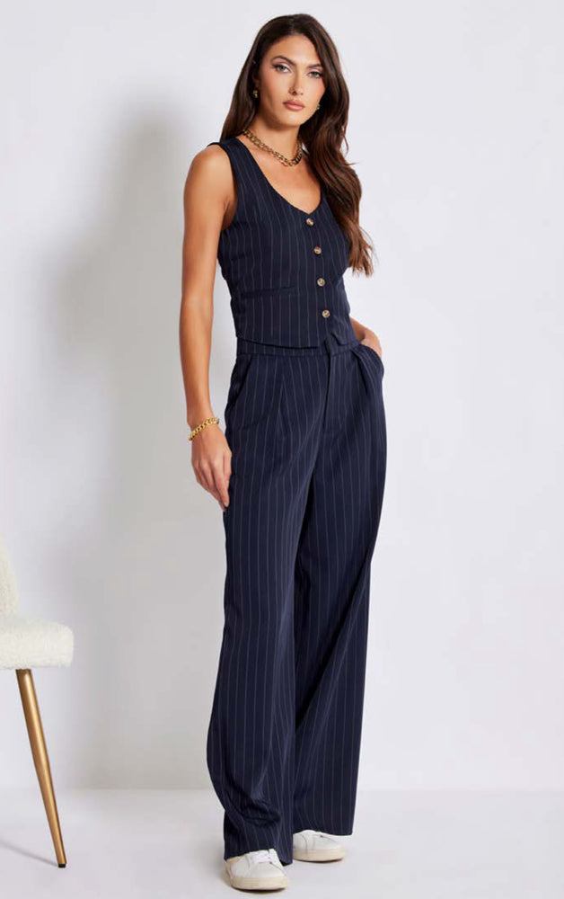 Madison Vest Navy Pinstripe