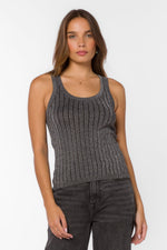 Caryn Shimmer Knit Tank Black