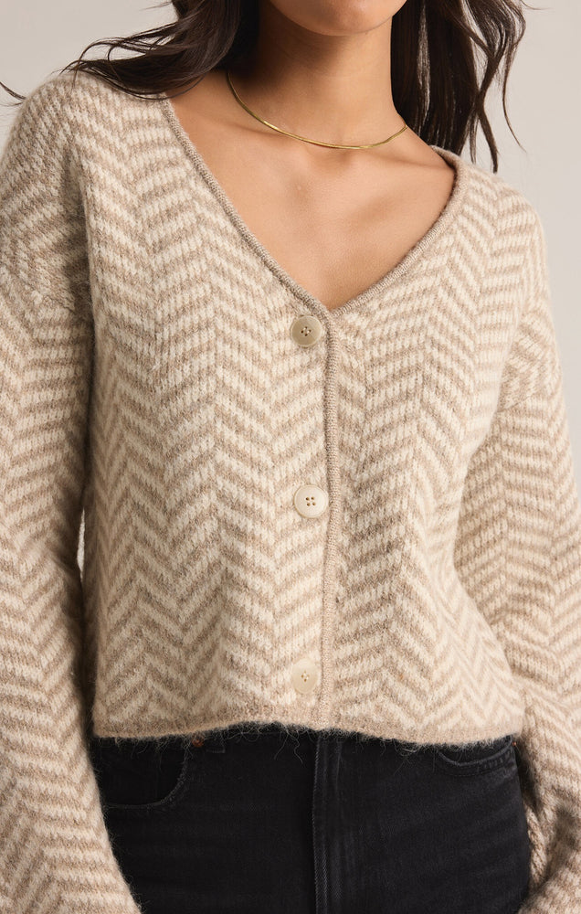 Naomi Herringbone Cardigan Sea Salt