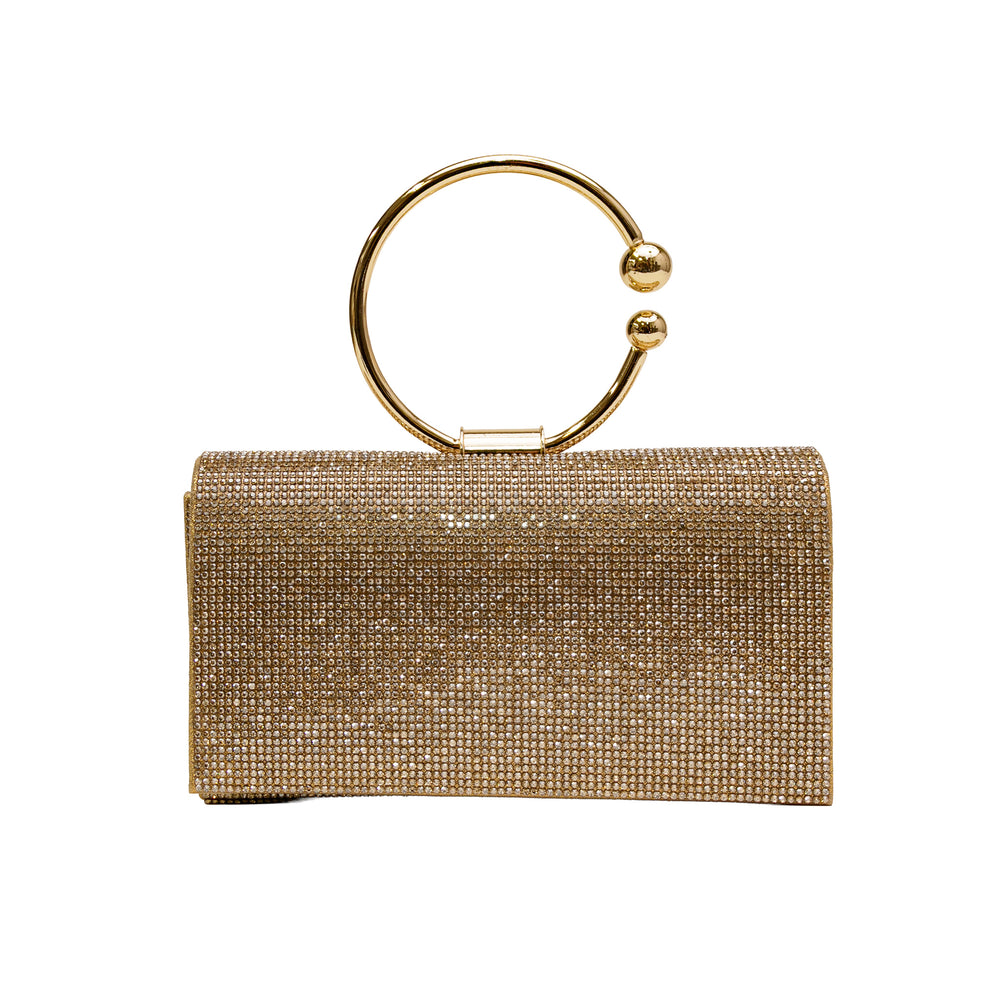 Ring Handle Rhinestone Bag Gold