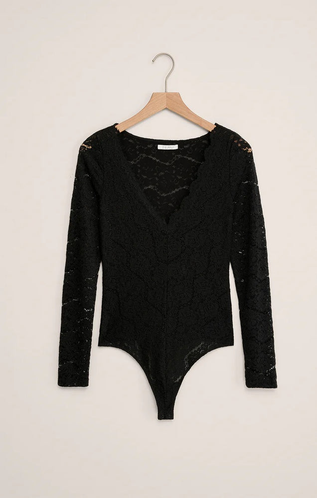 Nightfall Stretch Lace Bodysuit Black