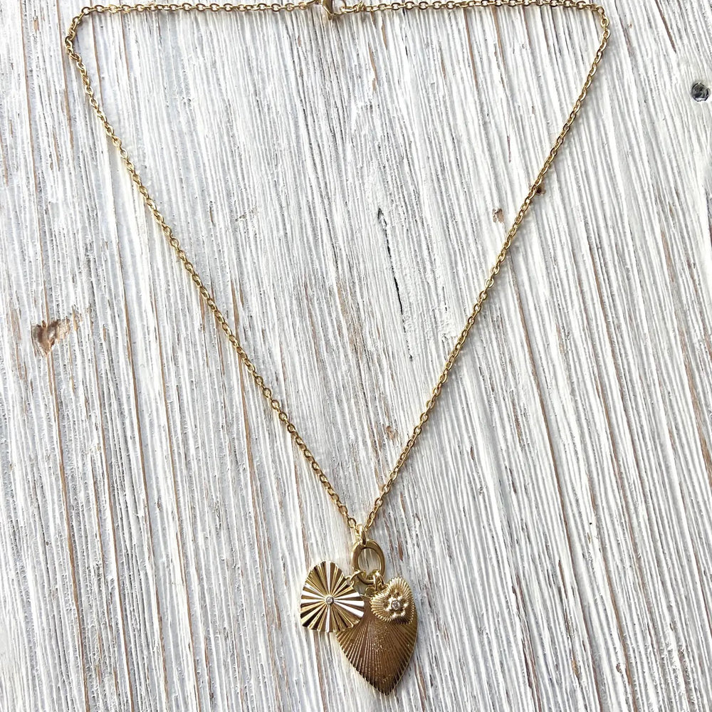 Triple Charm Heart Necklace