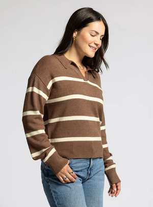 Lotus Sweater Brown Ivory Plaid