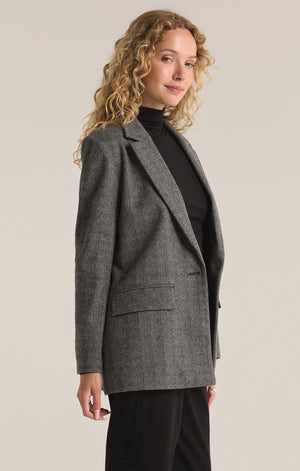 Leighton Herringbone Blazer Charcoal Heather