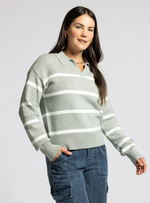 Lotus Sweater Grey White Stripe