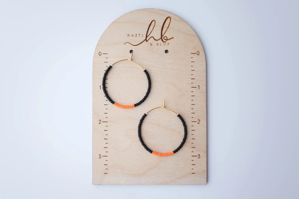 Beaded Oregon Hoops - OSU Beaver Black