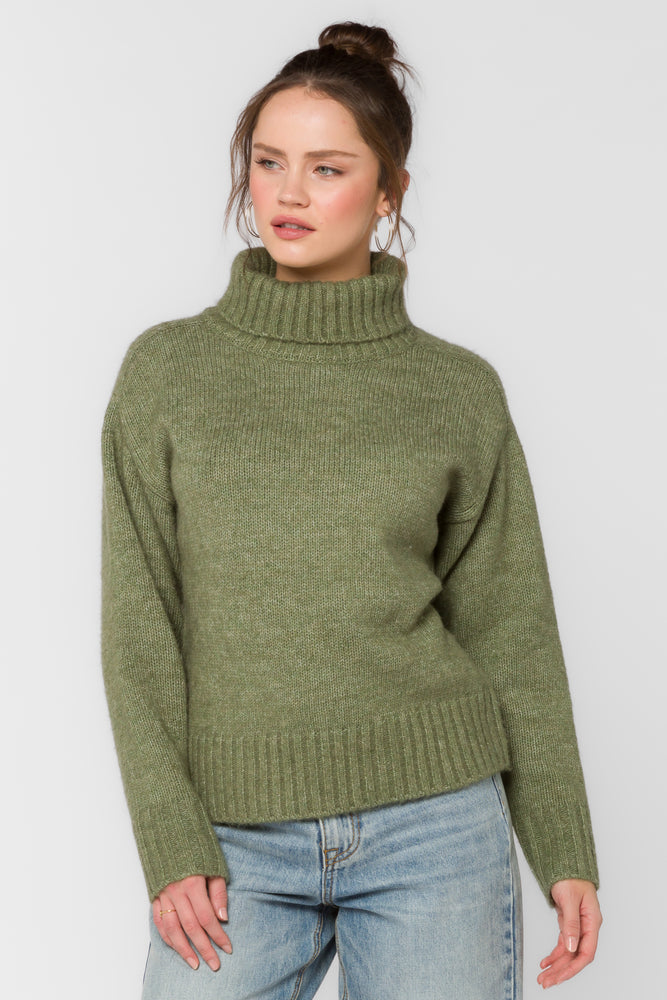 Tillie Turtleneck Sweater Pesto Green