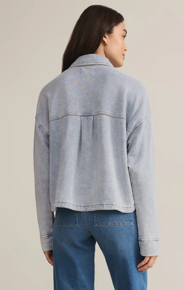 All Day Cropped Knit Jacket Washed Indigo