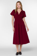 Julissa Smocked Waist Dress Cabernet