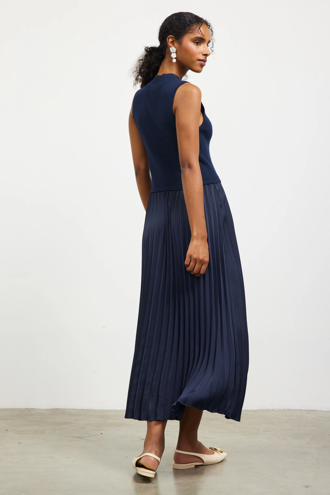 Blakely Pleated Tank Dress Navy