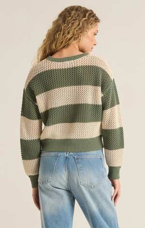 Broadbeach Stripe Sweater Palm Green