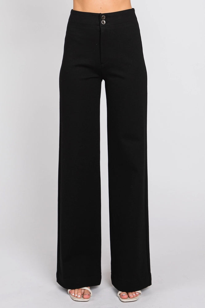 Ponte Trouser Wide Leg Black