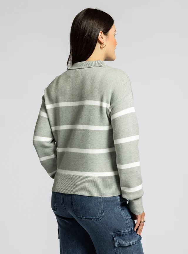 Lotus Sweater Grey White Stripe