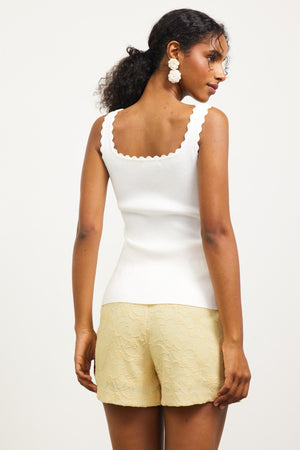 Scalloped Rib Tank Off White