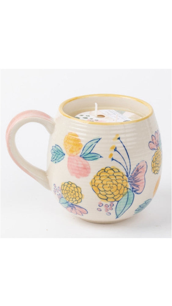 Blush Floral Mug Candle Sweet Grace