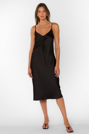 Livvy Satin Slip Dress Black