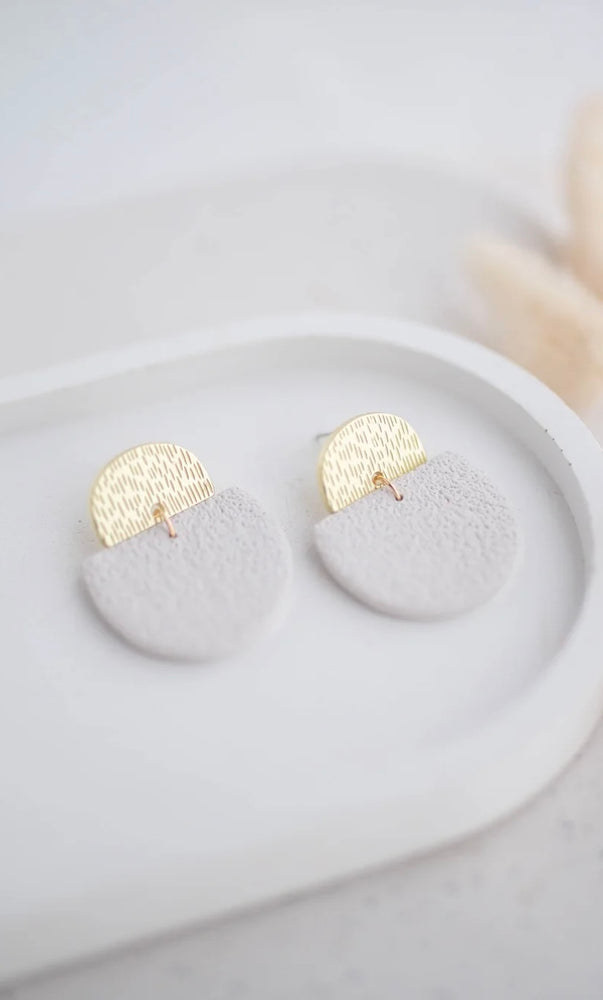 Clay Earrings Simple Dangles Cream