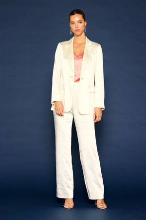 Satin Tailored Blazer Cream