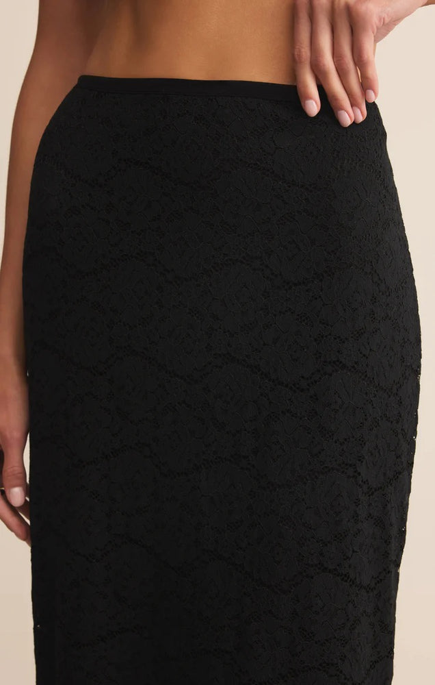 Via Lace Midi Skirt Black