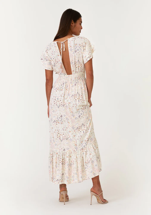 Floral Open Back Maxi Dress Natural/Peach