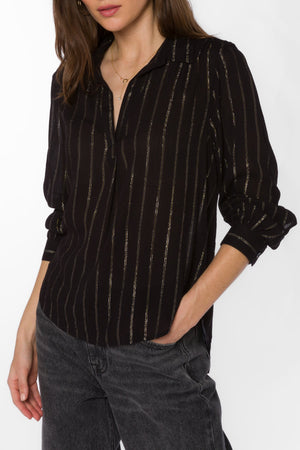 Kenzie Top Black Lurex Stripe