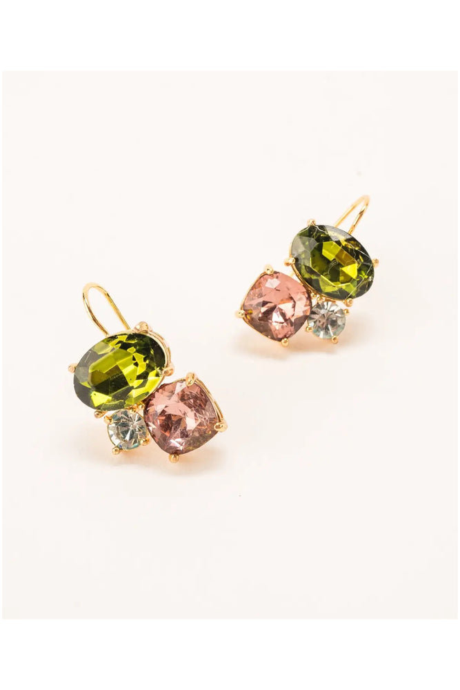 Skylar Cluster Drop Earring Olive