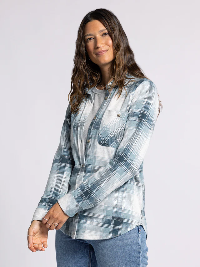 Lewis Top Cream Teal Plaid