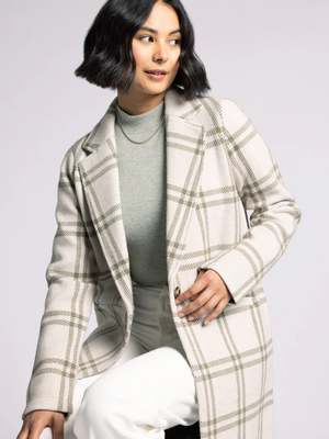 Kenzie Coat Dove/Olive Plaid