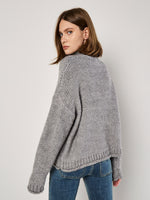 Oversized Mock Neck Chunky Sweater Grey