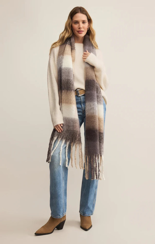 Plaid I Met You Scarf Warm White