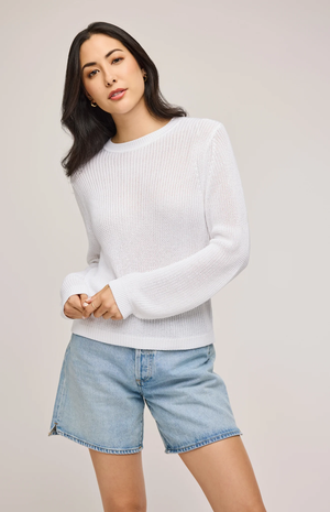 Maxine Pullover Sweater w/ Back Cut-Out White