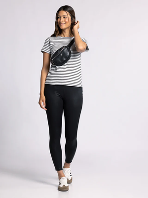 Lexi Tee Heather Grey Black Stripe