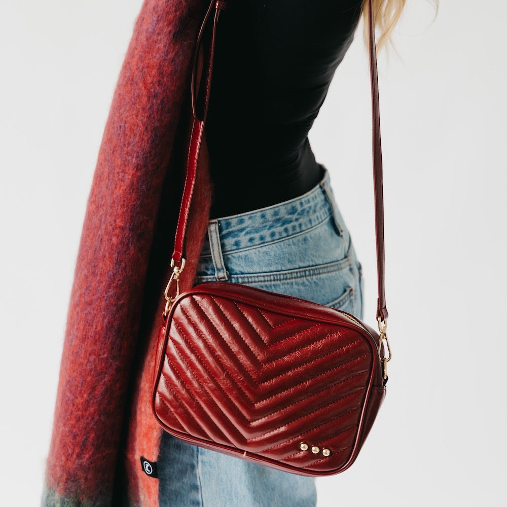 Coco Quilted Crossbody Bag Maroon