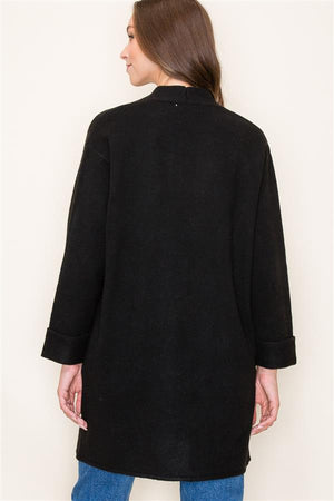 Open Front Cardigan w/ Pockets Black