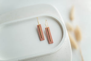 Clay Earrings Simple Hoop Rectangles - Suede