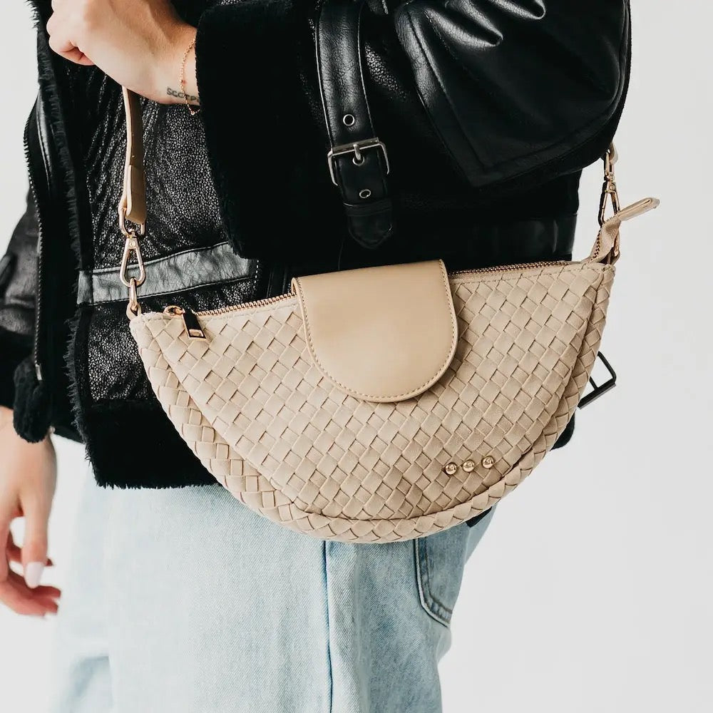 Selena Suede Flap Crossbody Oat