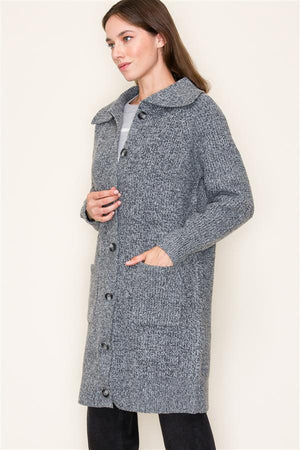 Keaton Button Down Cardigan Coat Charcoal