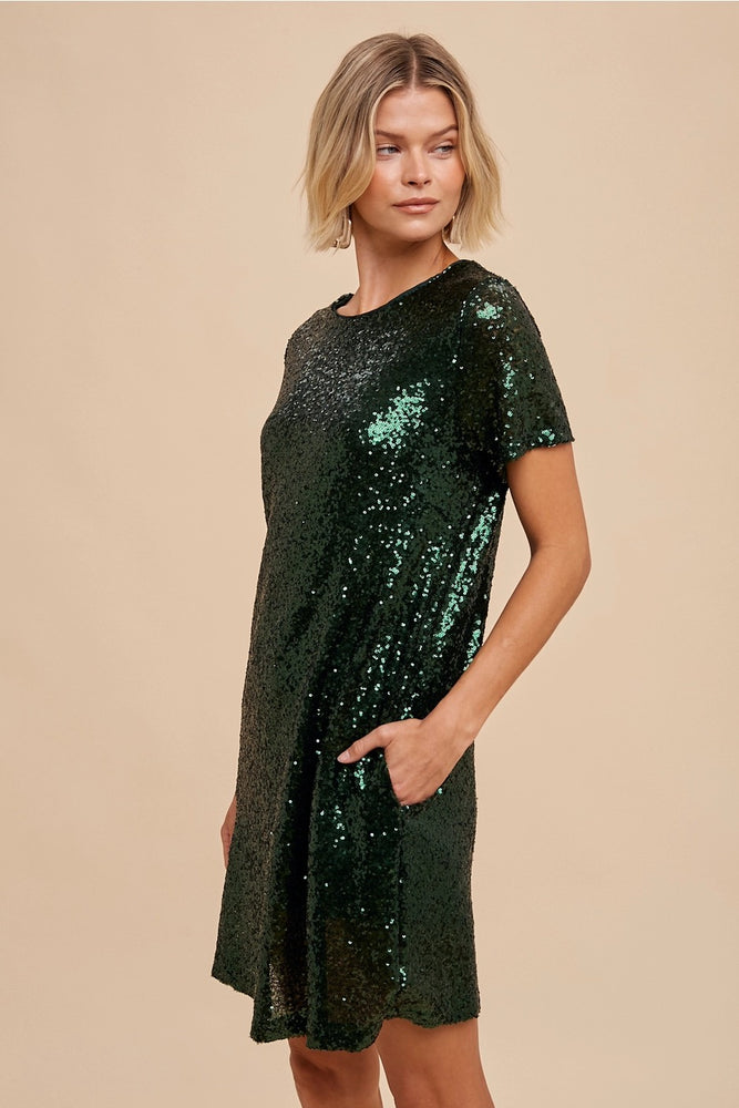 Arielle Sequin Dress Emerald