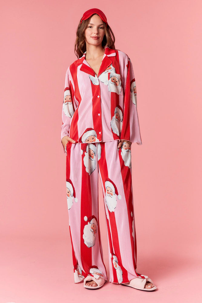 Santa Plissé Pajama Set Pink/Red