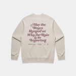 Sueded Slogan Crewneck Bone