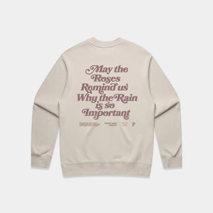 Sueded Slogan Crewneck Bone