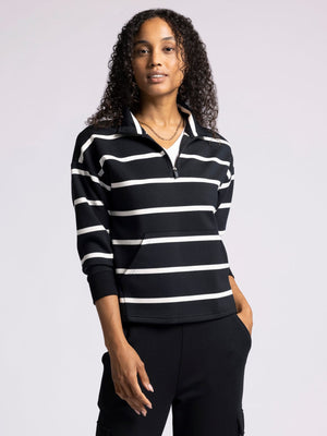 Keely Top Black White Stripe